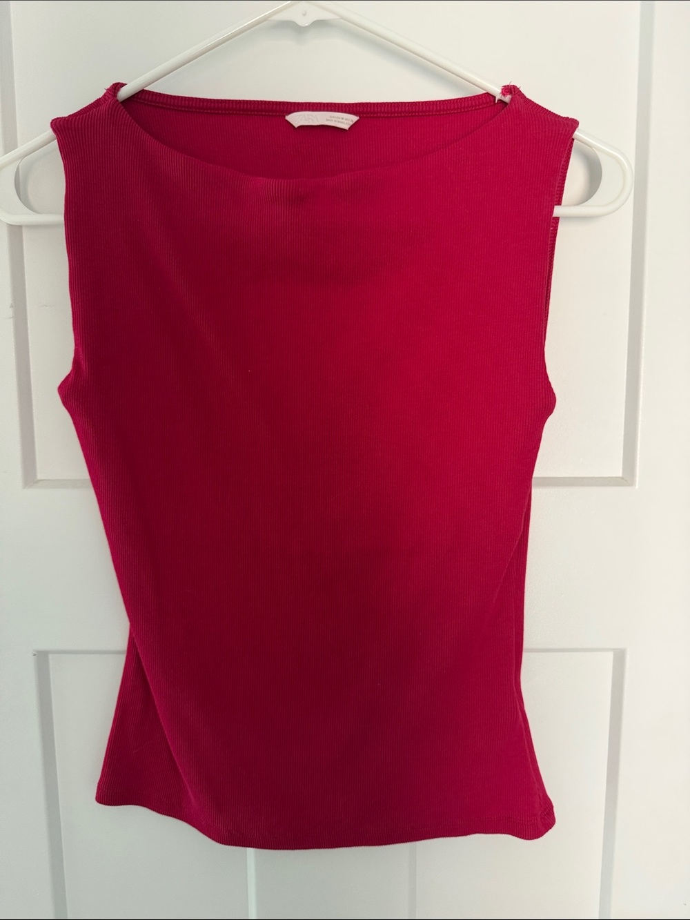 Zara Fuchsia Ribbed Sleeveless Tank Top